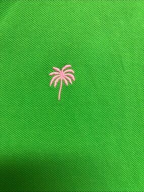 Reduced! Lilly Pulitzer Bright Green Polo with Pink Palm Detail